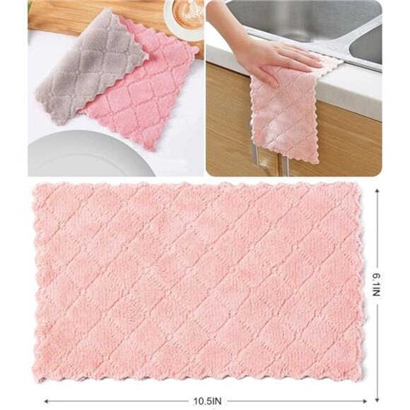 12 Pack Colorful Kitchen Towels Quick Dry Washcloths, Coral Velvet Dishtowels‎ - Picture 5 of 6